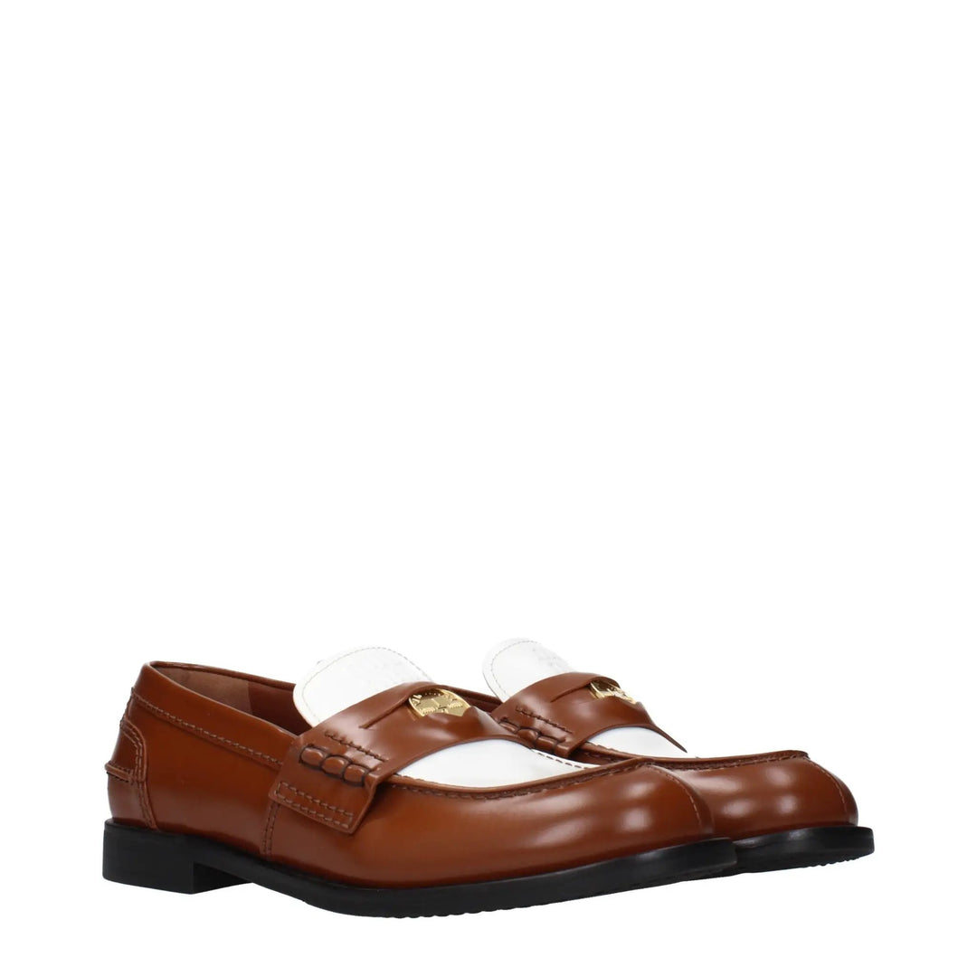Miu Miu Brown Leather Slip-On Loafers