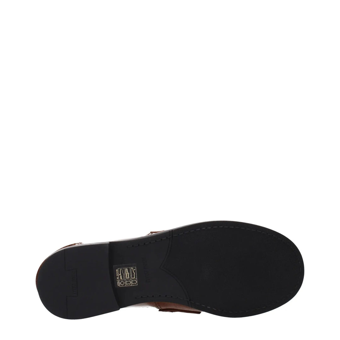 Miu Miu Brown Leather Slip-On Loafers