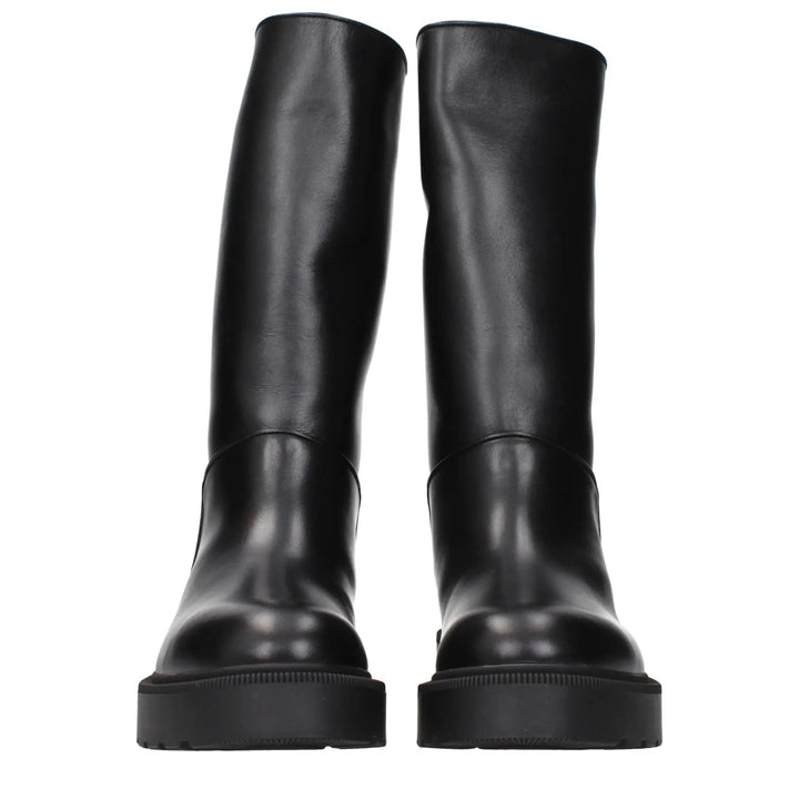The Row Black Leather Boots