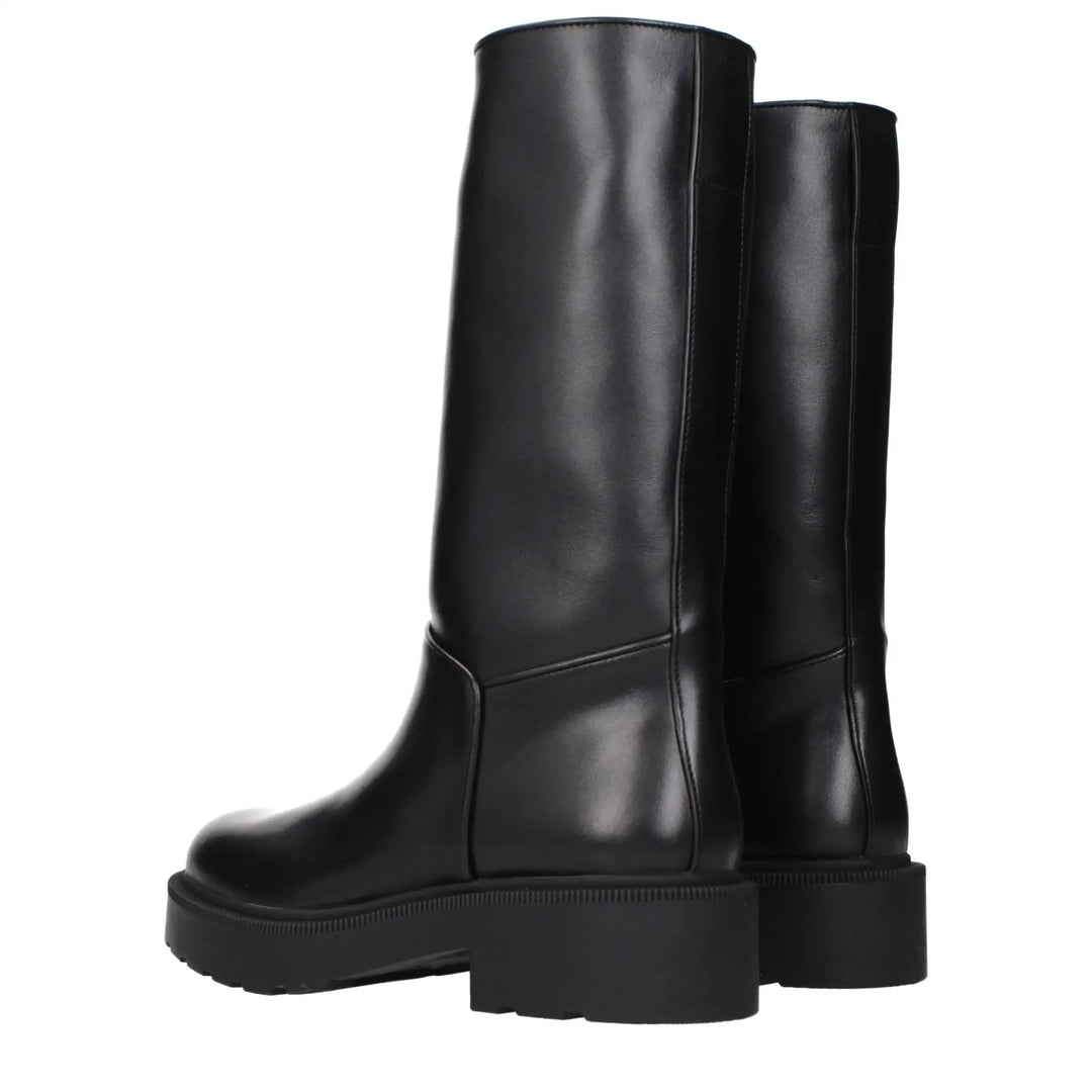 The Row Black Leather Boots