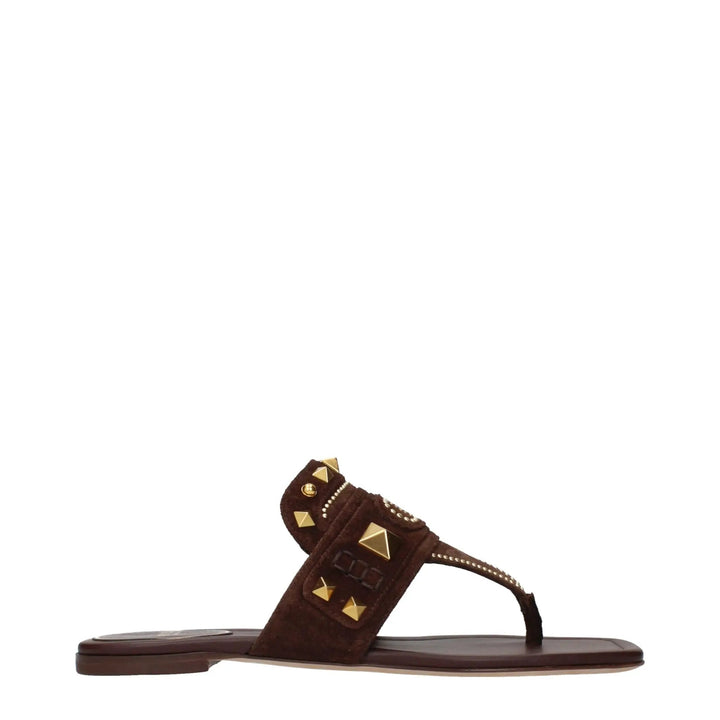Valentino Garavani Sample Sale | Valentino Garavani Brown Leather Flip-Flop Sandals - | Designer outlet