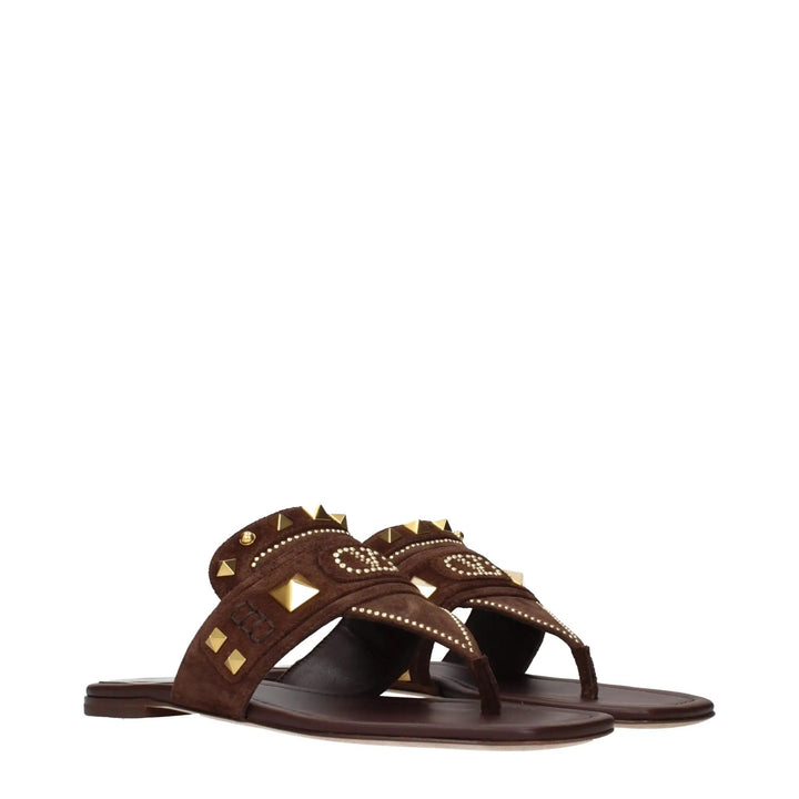 Valentino Garavani Sample Sale | Valentino Garavani Brown Leather Flip-Flop Sandals - | Designer outlet