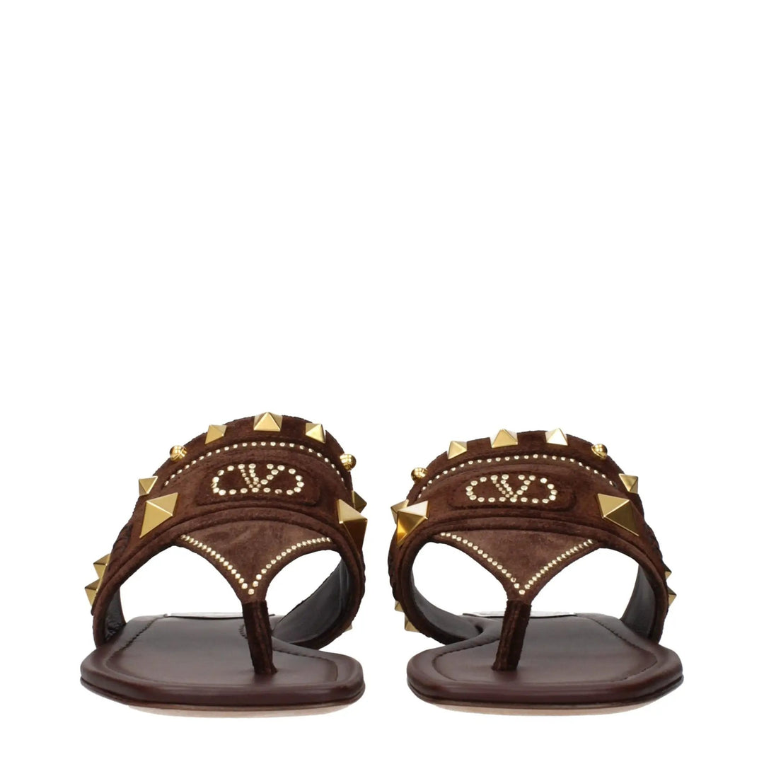 Valentino Garavani Sample Sale | Valentino Garavani Brown Leather Flip-Flop Sandals - | Designer outlet