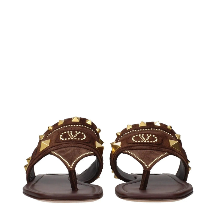 Valentino Garavani Sample Sale | Valentino Garavani Brown Leather Flip-Flop Sandals - | Designer outlet