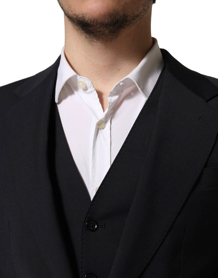 Dolce &amp; Gabbana Sample Sale | Dolce &amp; Gabbana Black Wool Slim Fit Formal 3 Piece Men Suit - | Designer outlet