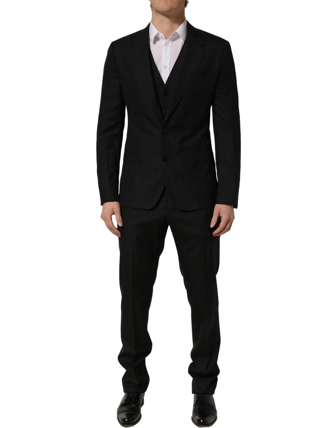 Dolce &amp; Gabbana Sample Sale | Dolce &amp; Gabbana Black Stripes Slim Fit Formal 3 Piece Suit - | Designer outlet