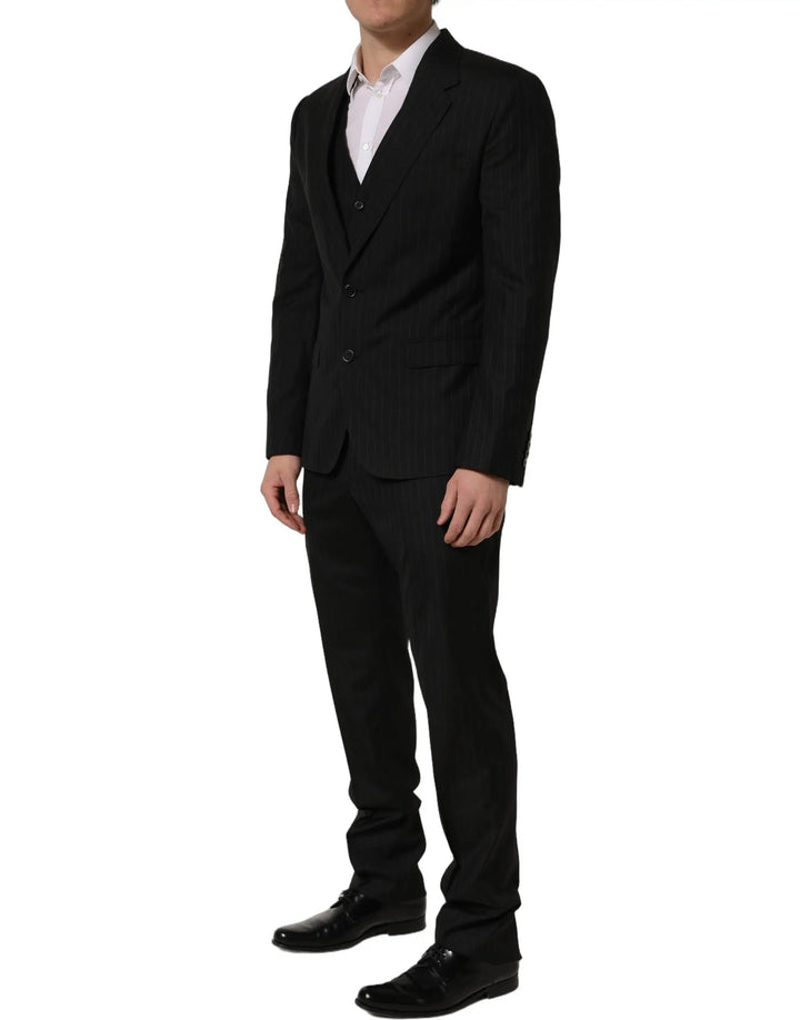 Dolce &amp; Gabbana Sample Sale | Dolce &amp; Gabbana Black Stripes Slim Fit Formal 3 Piece Suit - | Designer outlet