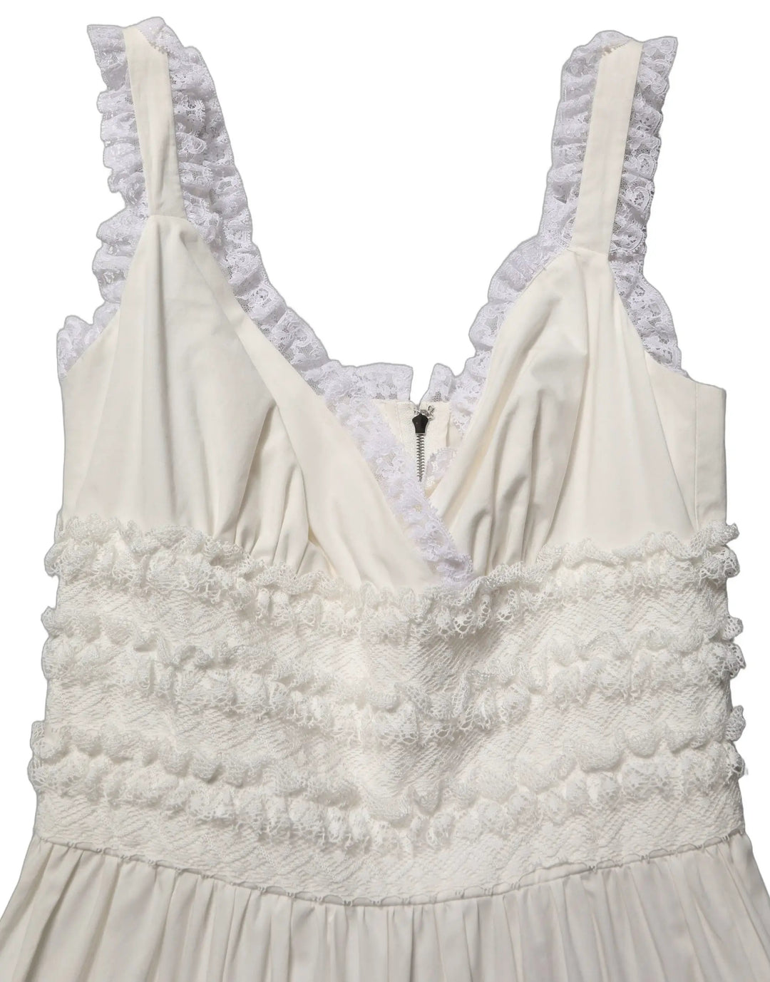 Dolce &amp; Gabbana Sample Sale | Dolce &amp; Gabbana White Cotton Poplin Ruffled Midi Dress - | Designer outlet