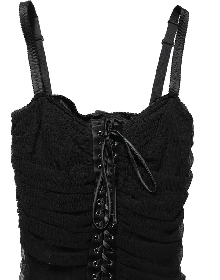 Dolce &amp; Gabbana Sample Sale | Dolce &amp; Gabbana Black Bodycon Fitted Corset Style Mini Dress - | Designer outlet