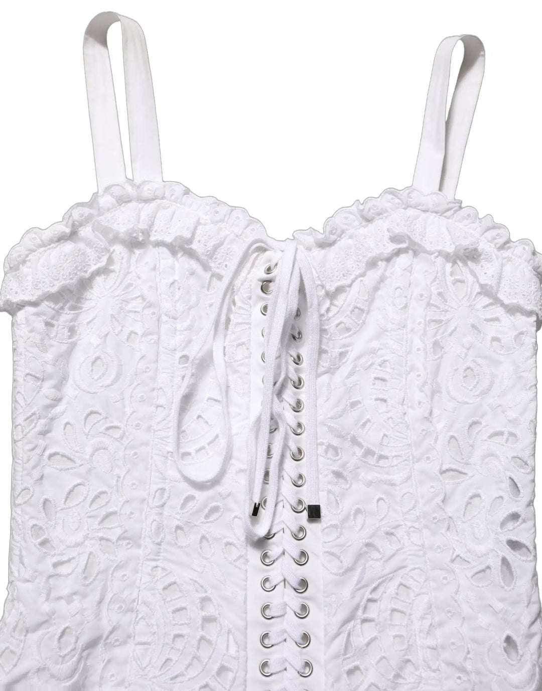 Dolce & Gabbana Sample Sale | Dolce & Gabbana White Broderie Anglaise Cotton Mini Dress - | Designer outlet