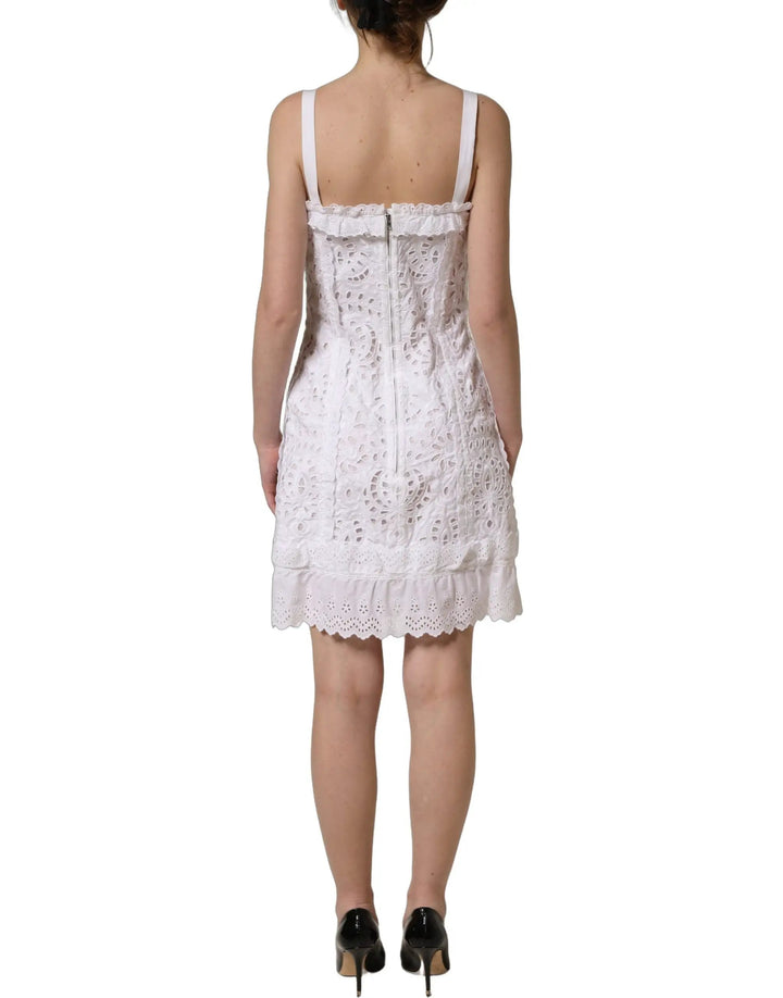 Dolce &amp; Gabbana Sample Sale | Dolce &amp; Gabbana White Broderie Anglaise Cotton Mini Dress - | Designer outlet