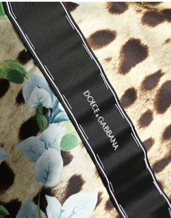 Dolce &amp; Gabbana Sample Sale | Dolce &amp; Gabbana Multicolor Floral Leopard Silk Lace Trim Mini Dress - | Designer outlet