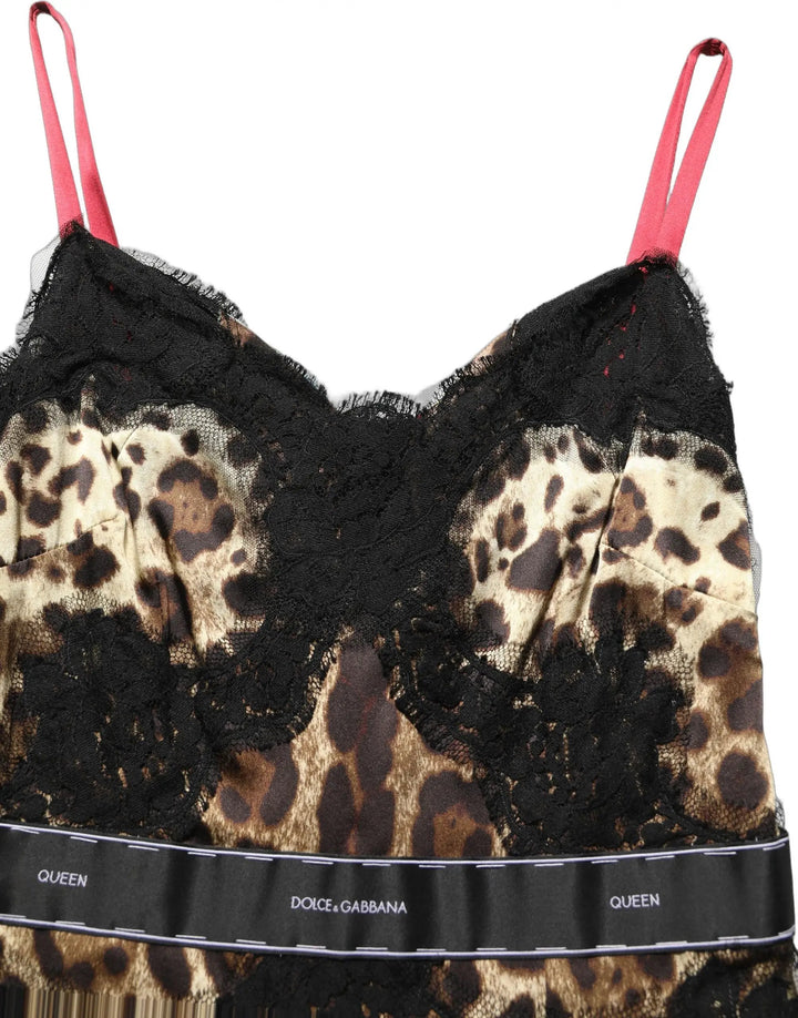 Dolce &amp; Gabbana Sample Sale | Dolce &amp; Gabbana Multicolor Floral Leopard Silk Lace Trim Mini Dress - | Designer outlet