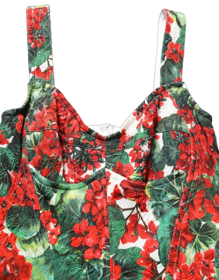 Dolce &amp; Gabbana Sample Sale | Dolce &amp; Gabbana Multicolor Geranium Print A-line Mini Dress - | Designer outlet