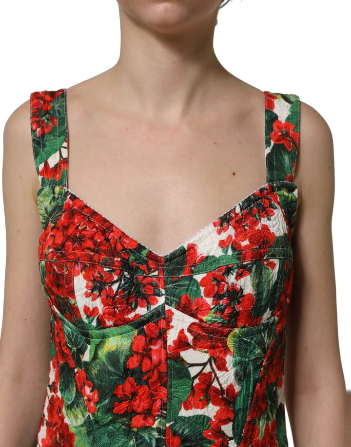 Dolce &amp; Gabbana Sample Sale | Dolce &amp; Gabbana Multicolor Geranium Print A-line Mini Dress - | Designer outlet