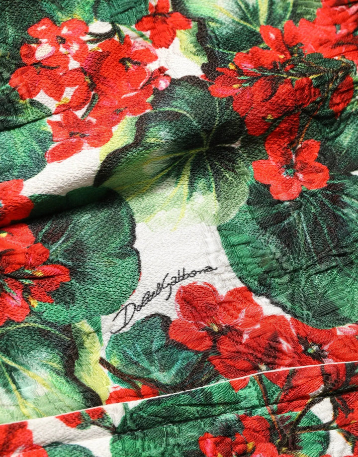 Dolce &amp; Gabbana Sample Sale | Dolce &amp; Gabbana Multicolor Geranium Print A-line Mini Dress - | Designer outlet