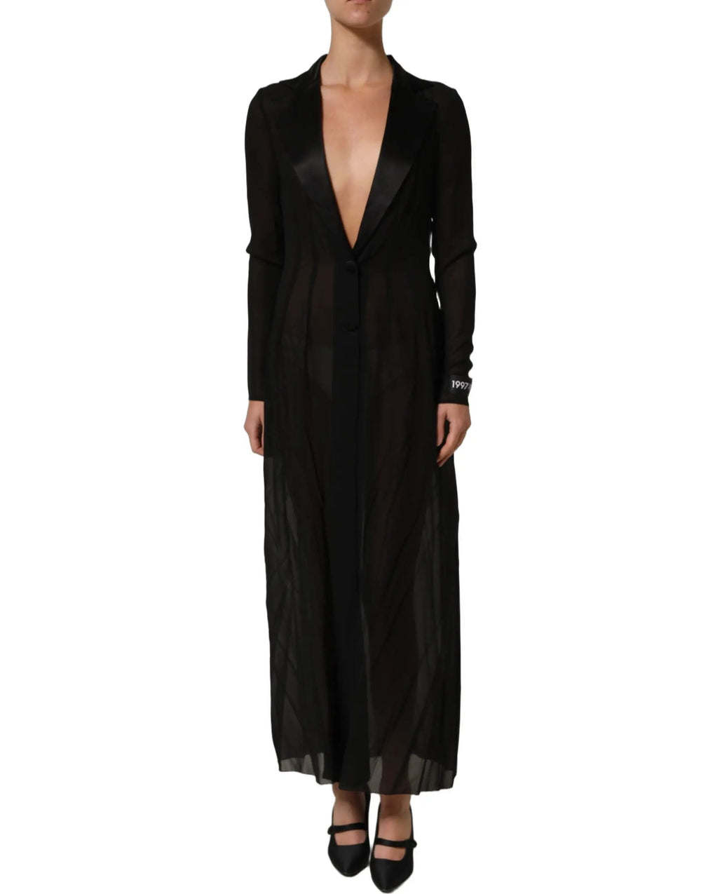 Dolce & Gabbana Sample Sale | Dolce & Gabbana Black Silk Sheer Chiffon Long Maxi Dress - | Designer outlet