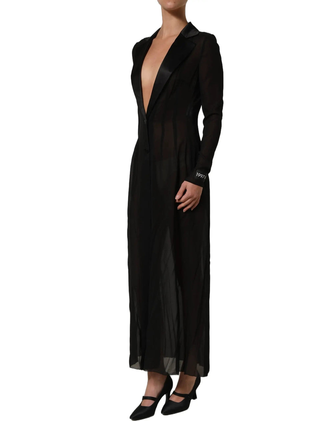 Dolce &amp; Gabbana Sample Sale | Dolce &amp; Gabbana Black Silk Sheer Chiffon Long Maxi Dress - | Designer outlet
