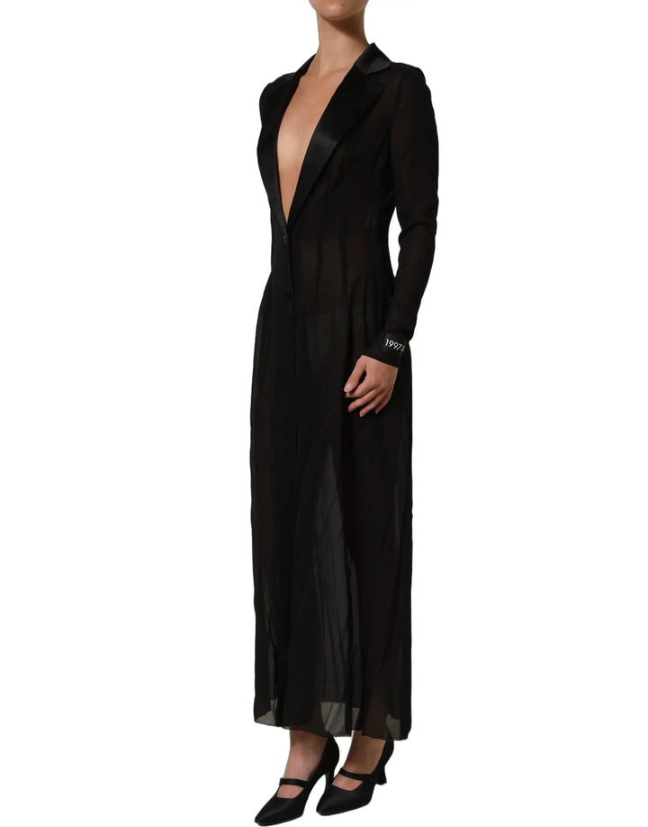 Dolce &amp; Gabbana Sample Sale | Dolce &amp; Gabbana Black Silk Sheer Chiffon Long Maxi Dress - | Designer outlet