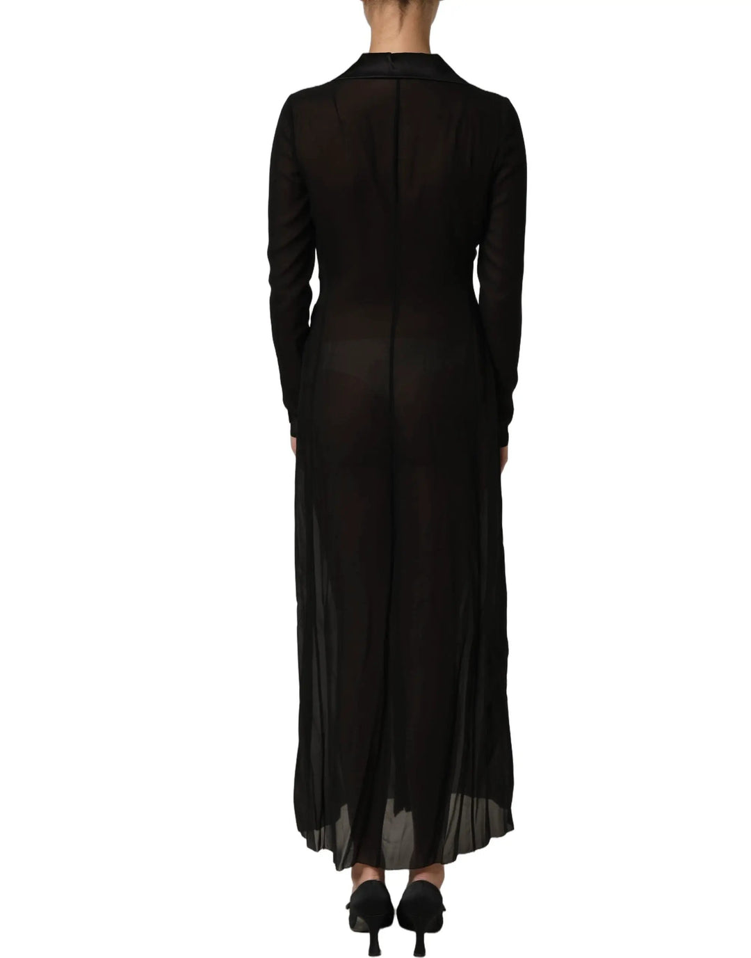 Dolce &amp; Gabbana Sample Sale | Dolce &amp; Gabbana Black Silk Sheer Chiffon Long Maxi Dress - | Designer outlet