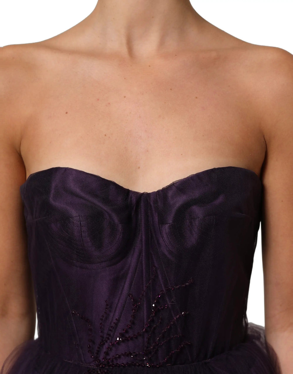 Dolce & Gabbana Sample Sale | Dolce & Gabbana Purple Tiered Tulle Silk Long Gown Dress - | Designer outlet