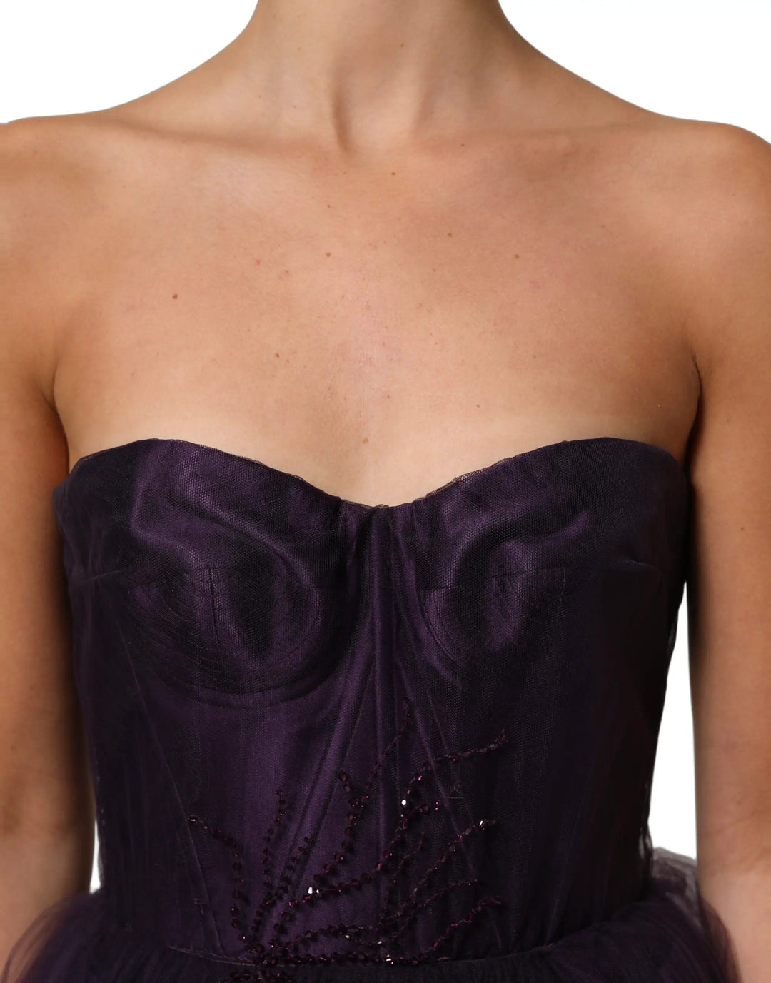 Dolce &amp; Gabbana Sample Sale | Dolce &amp; Gabbana Purple Tiered Tulle Silk Long Gown Dress - | Designer outlet