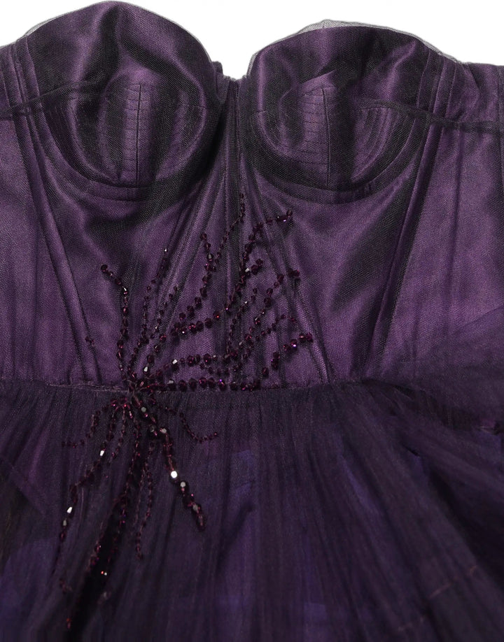 Dolce &amp; Gabbana Sample Sale | Dolce &amp; Gabbana Purple Tiered Tulle Silk Long Gown Dress - | Designer outlet