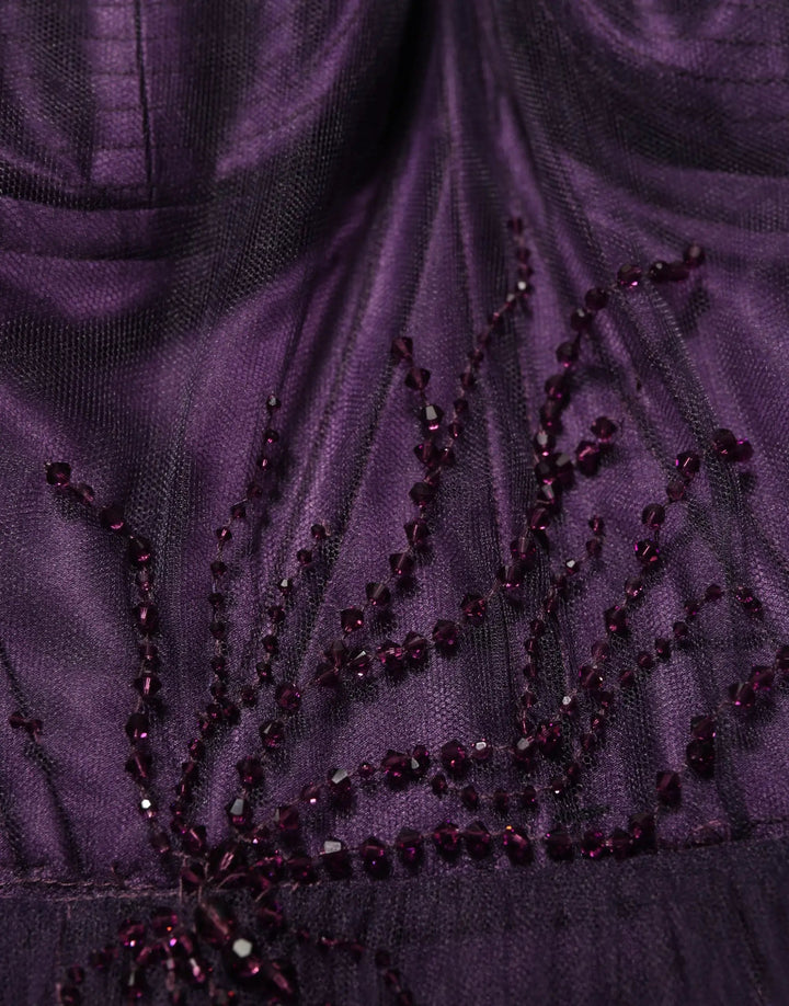 Dolce &amp; Gabbana Sample Sale | Dolce &amp; Gabbana Purple Tiered Tulle Silk Long Gown Dress - | Designer outlet