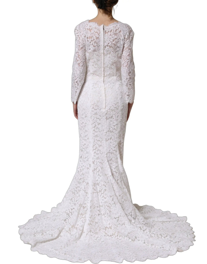 Dolce &amp; Gabbana Sample Sale | Dolce &amp; Gabbana White Floral Lace Mermaid Long Gown Dress - | Designer outlet