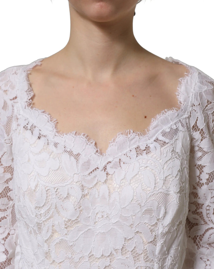 Dolce &amp; Gabbana Sample Sale | Dolce &amp; Gabbana White Floral Lace Mermaid Long Gown Dress - | Designer outlet