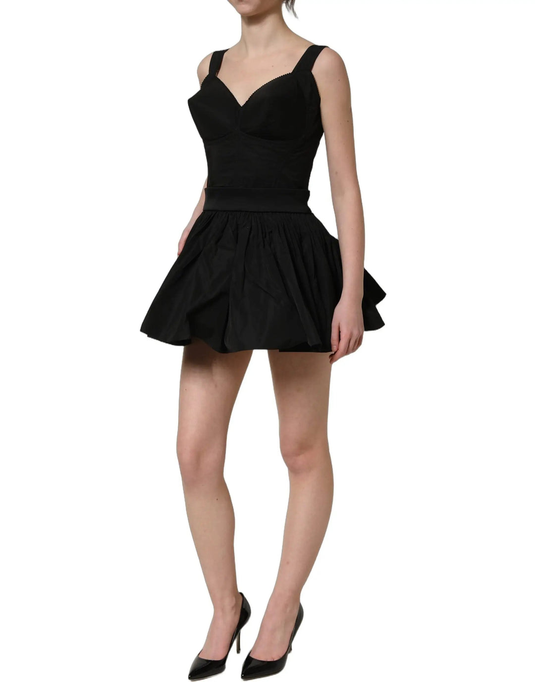 Dolce &amp; Gabbana Sample Sale | Dolce &amp; Gabbana Black Nylon A-Line Sleeveless Mini Dress - | Designer outlet