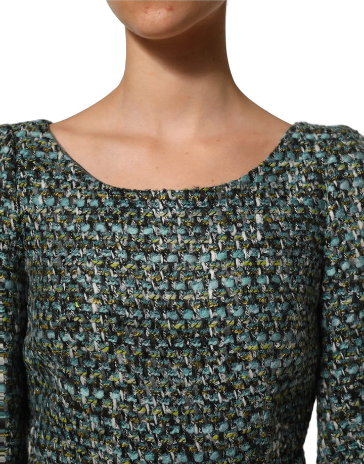 Dolce &amp; Gabbana Sample Sale | Dolce &amp; Gabbana Multicolor Tweed Belted Babydoll Mini Dress - | Designer outlet