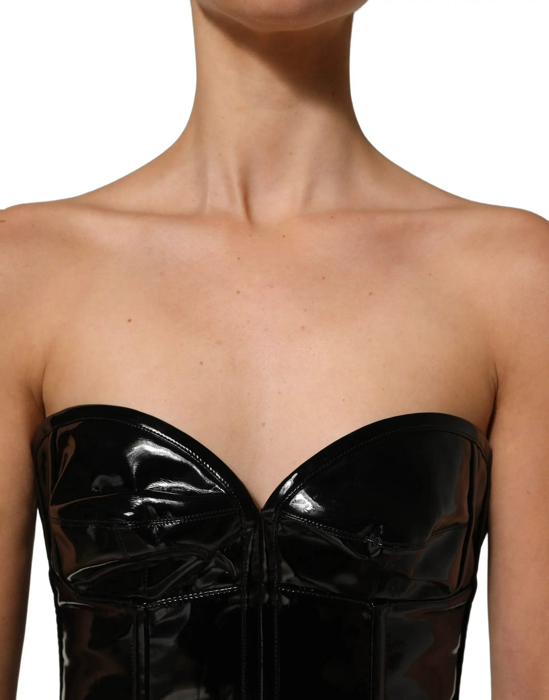 Dolce &amp; Gabbana Sample Sale | Dolce &amp; Gabbana Black Patent Leather Corset Style Mini Dress - | Designer outlet