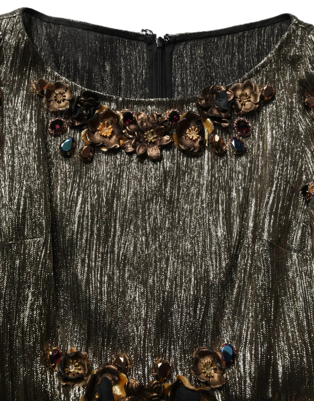 Dolce & Gabbana Sample Sale | Dolce & Gabbana Metallic Gold Embellished Tiered Midi Dress - | Designer outlet