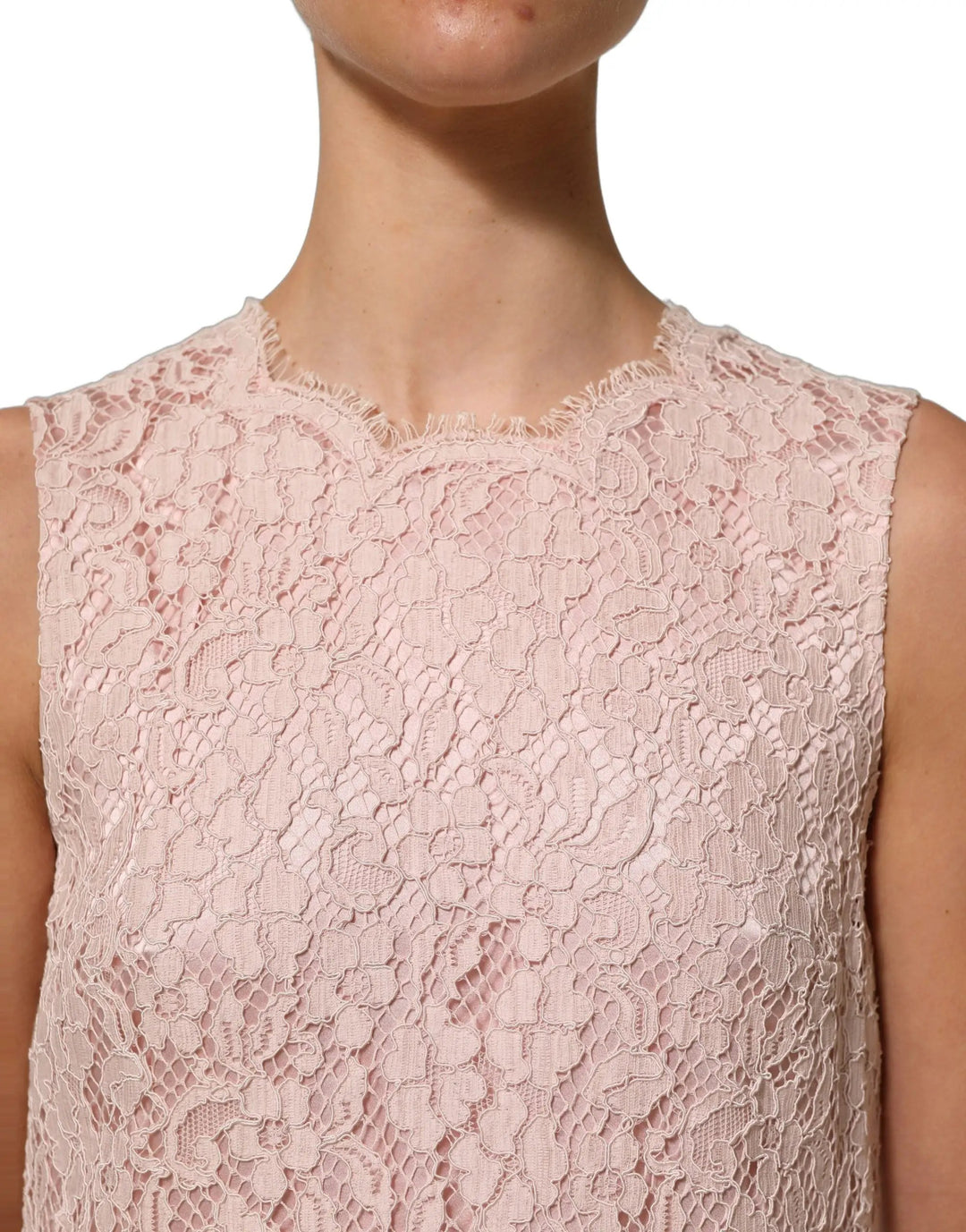Dolce & Gabbana Sample Sale | Dolce & Gabbana Pink Cotton Floral Lace Sleeveless Mini Dress - | Designer outlet