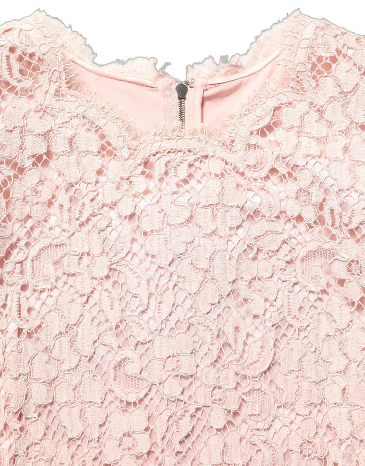 Dolce &amp; Gabbana Sample Sale | Dolce &amp; Gabbana Pink Cotton Floral Lace Sleeveless Mini Dress - | Designer outlet