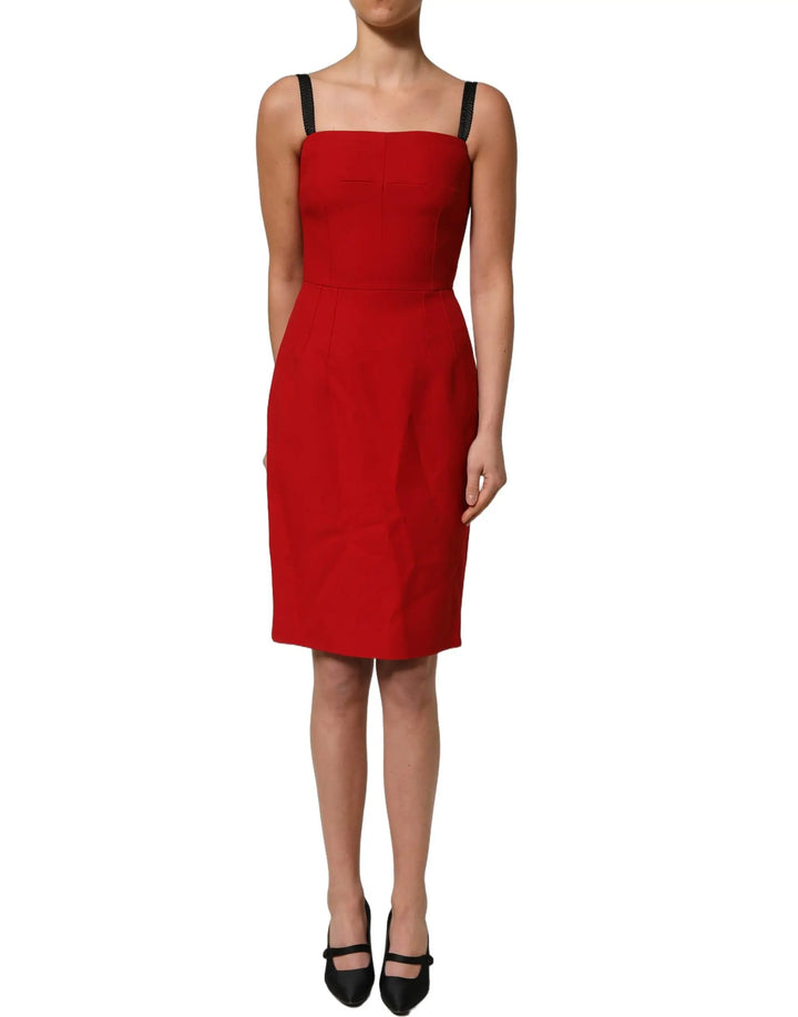 Dolce &amp; Gabbana Sample Sale | Dolce &amp; Gabbana Red Stretch Bodycon Sheath Knee Length Dress - | Designer outlet