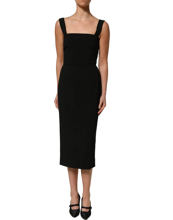 Dolce &amp; Gabbana Sample Sale | Dolce &amp; Gabbana Black Viscose Stretch Sheath Midi Dress - | Designer outlet