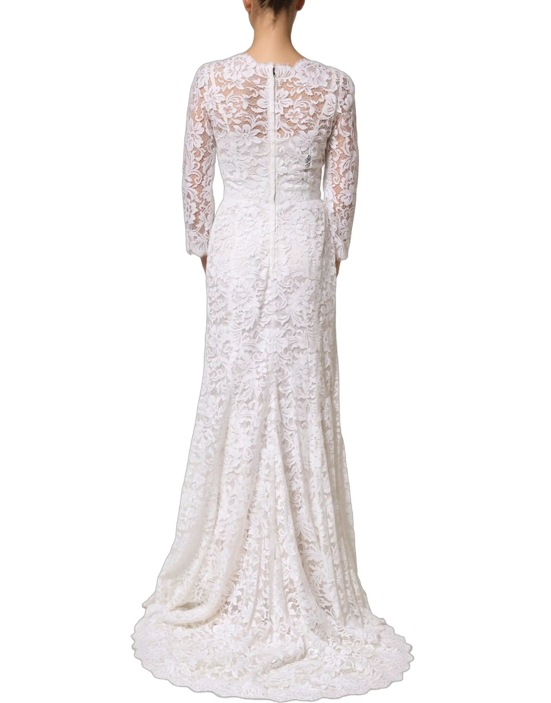 Dolce &amp; Gabbana Sample Sale | Dolce &amp; Gabbana White Cotton Floral Lace Long Gown Dress - | Designer outlet