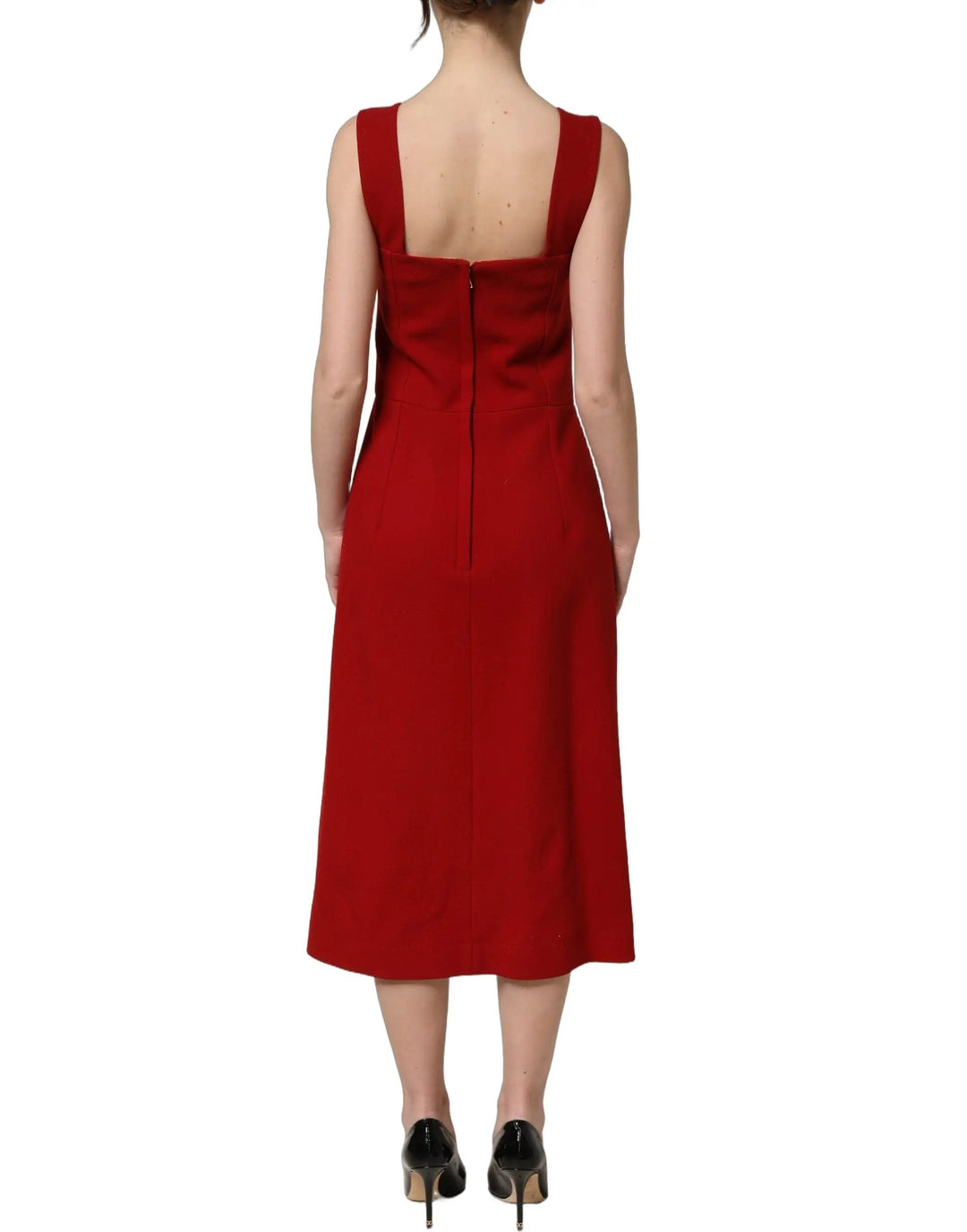 Dolce &amp; Gabbana Sample Sale | Dolce &amp; Gabbana Two Tone Pink Wool Sleeveless Midi Dress - | Designer outlet