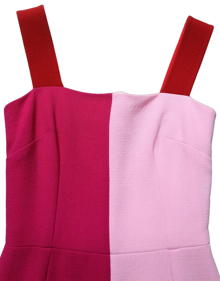 Dolce &amp; Gabbana Sample Sale | Dolce &amp; Gabbana Two Tone Pink Wool Sleeveless Midi Dress - | Designer outlet