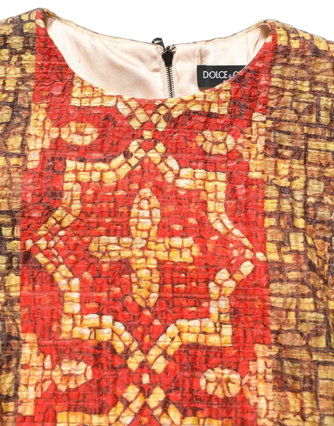 Dolce & Gabbana Sample Sale | Dolce & Gabbana Multicolor Mosaic Long Sleeves Mini Dress - | Designer outlet