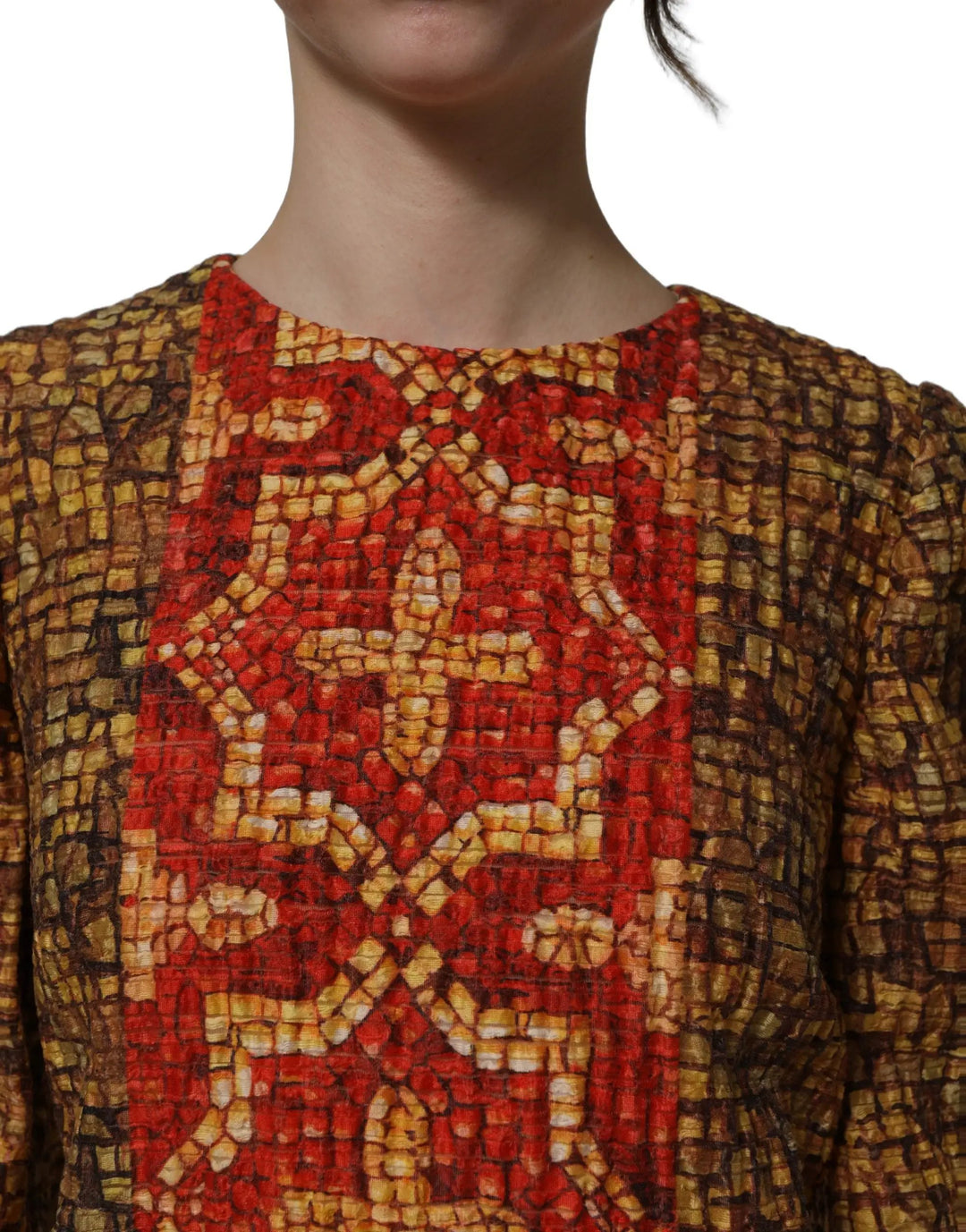 Dolce &amp; Gabbana Sample Sale | Dolce &amp; Gabbana Multicolor Mosaic Long Sleeves Mini Dress - | Designer outlet