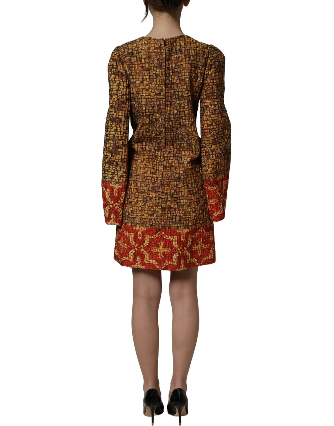 Dolce &amp; Gabbana Sample Sale | Dolce &amp; Gabbana Multicolor Mosaic Long Sleeves Mini Dress - | Designer outlet