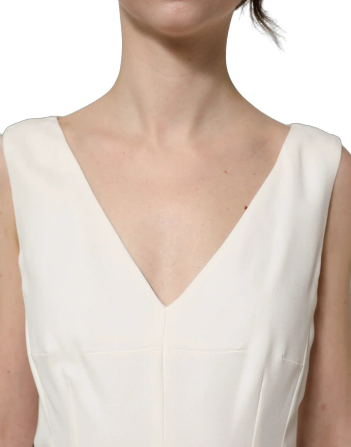 Dolce &amp; Gabbana Sample Sale | Dolce &amp; Gabbana White Leopard Sleeveless Sheath Midi Dress - | Designer outlet