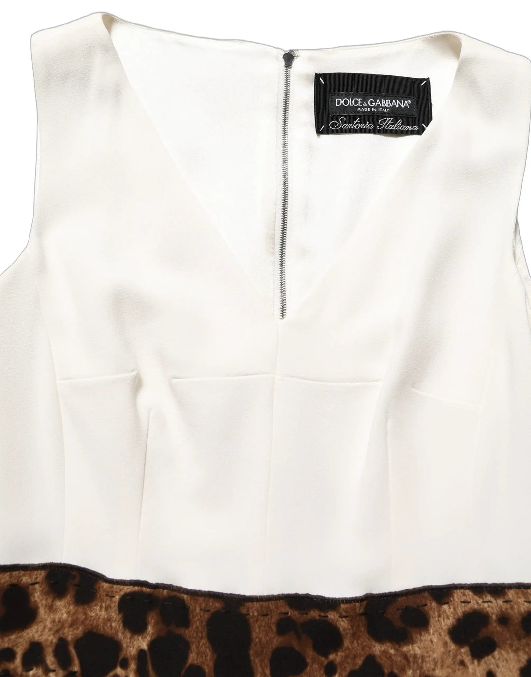 Dolce &amp; Gabbana Sample Sale | Dolce &amp; Gabbana White Leopard Sleeveless Sheath Midi Dress - | Designer outlet
