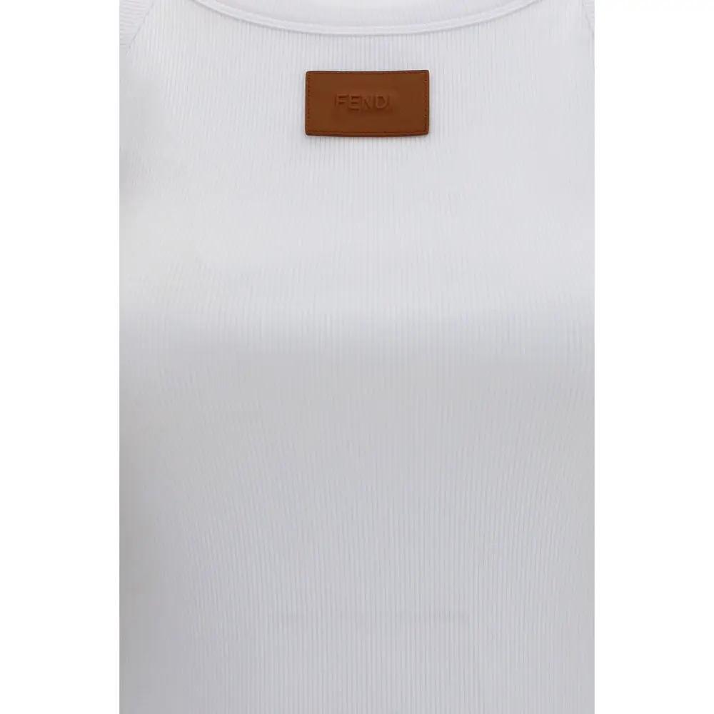 Fendi Sample Sale | Fendi White Cotton Tank Tops - | Designer outlet
