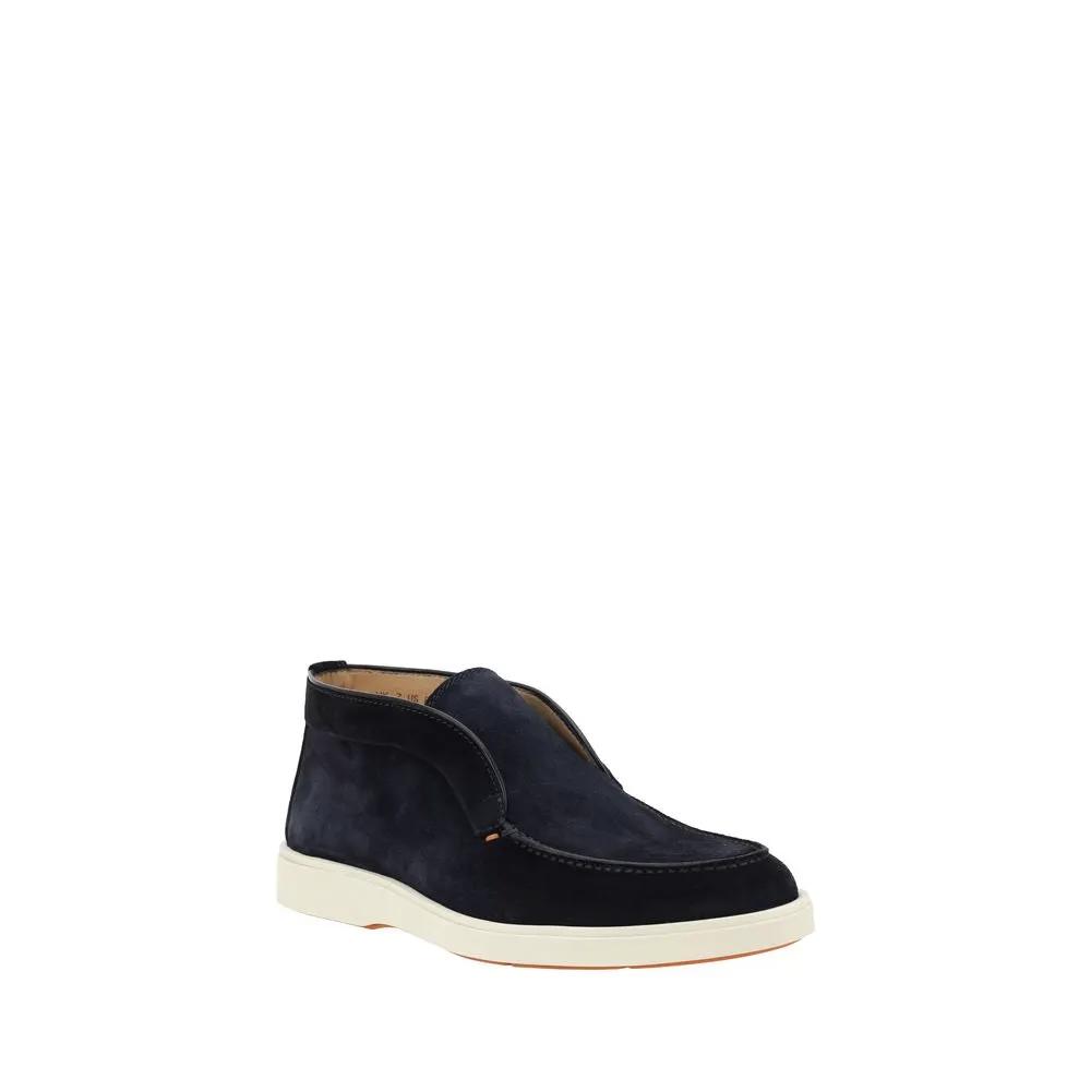 Santoni Sample Sale | Santoni Blue Calf Leather Bos Taurus Ankle Boots - | Designer outlet