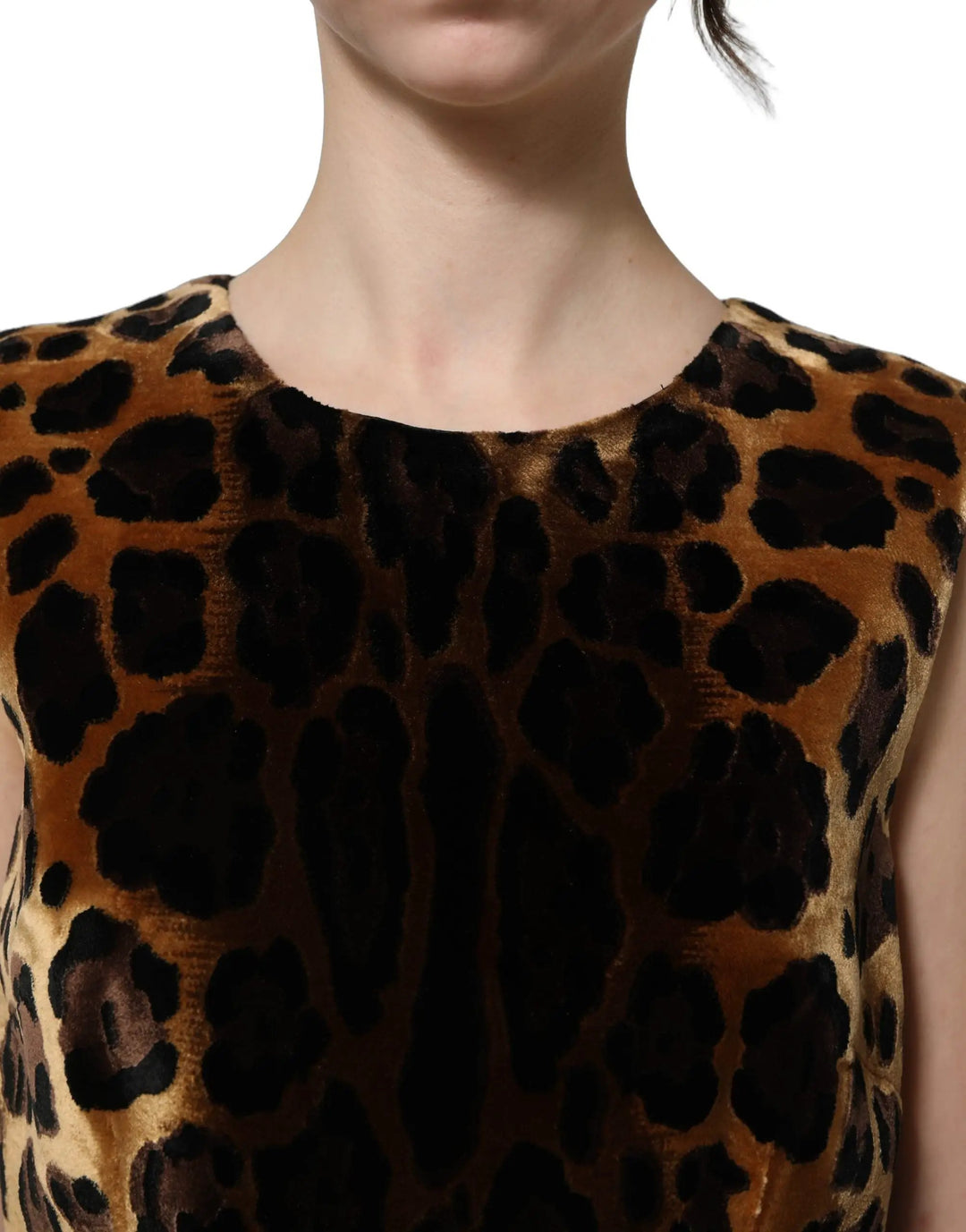 Dolce &amp; Gabbana Sample Sale | Dolce &amp; Gabbana Brown Leopard Sleeveless Sheath Mini Dress - | Designer outlet