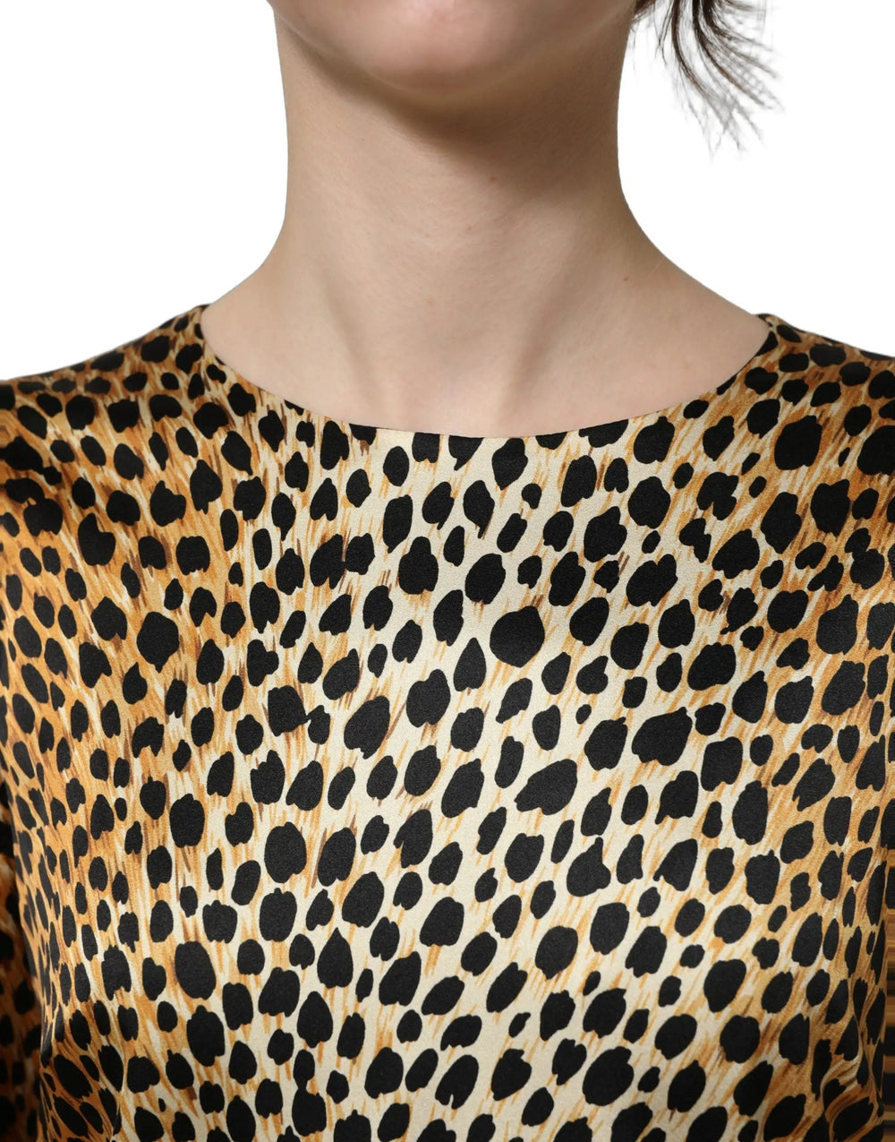 Dolce & Gabbana Sample Sale | Dolce & Gabbana Brown Ocelot Print Long Sleeve Mini Dress - | Designer outlet